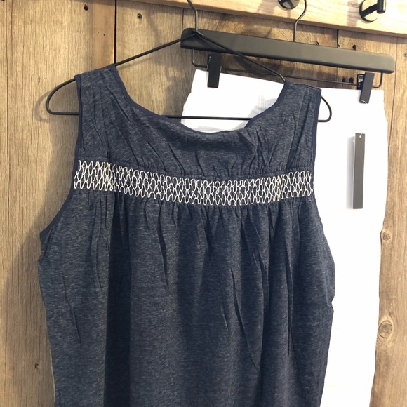 Kori America Denim Blue Crinkle Top Small Medium - Picture 2 of 8